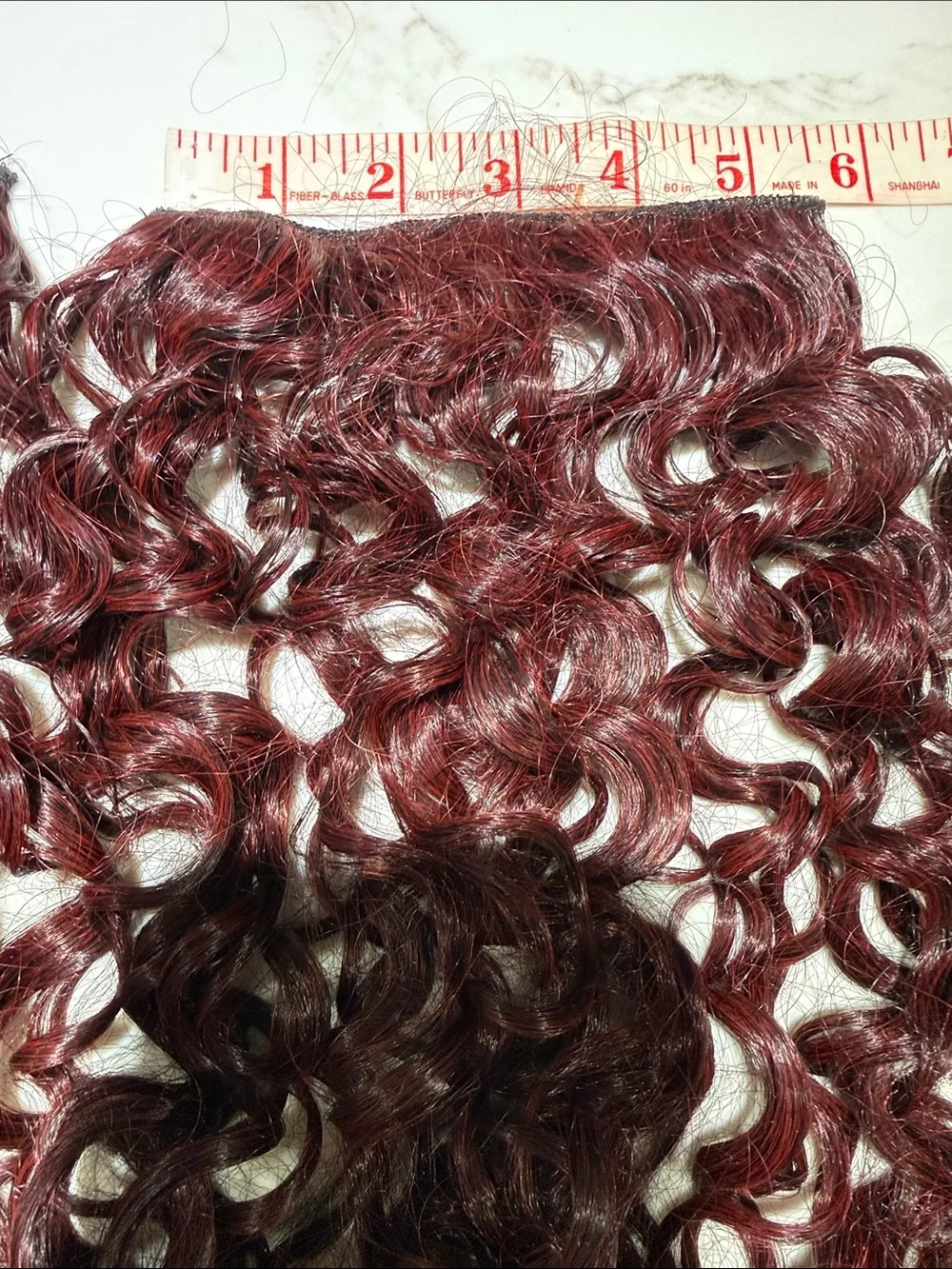 HAIR, 18” Wavy/Curly Lace Clip In Extensions(4) Burgundy/Wine/Red